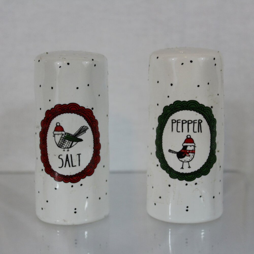Miniature Ceramic Christmas Snowbirds Salt & Pepper Shaker Set
